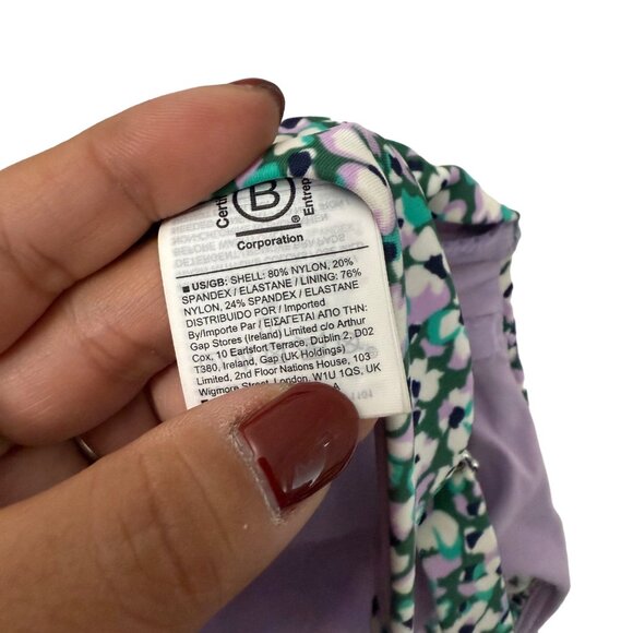 Athleta Purple Green Camo Floral Gables Square Neck Bra Cup Bikini Top 36B/C - Picture 6 of 7